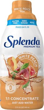 SPLENDA Premium White Peach Tea 1:1 Concentrate, Zero Sugar, Gluten Free, Real Brewed Tea, 32 Fl Oz