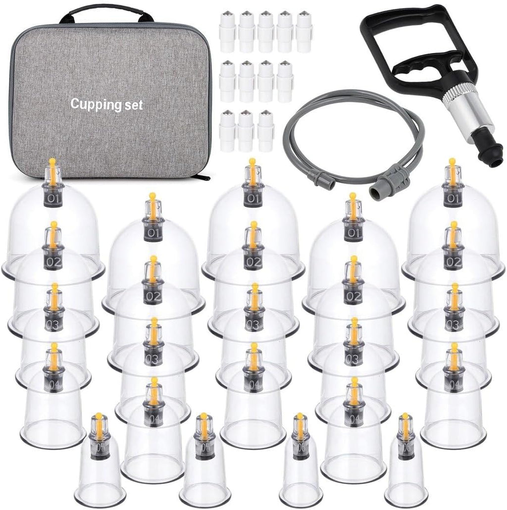 yeesport 24 Cups Cupping Therapy Set, Cupping Kit for Massage Therapy, Cupping Set Massage Therapy Cups with Vacuum Magnetic Pump, Suction Hijama Cupping Set for Pain Relief Relaxation