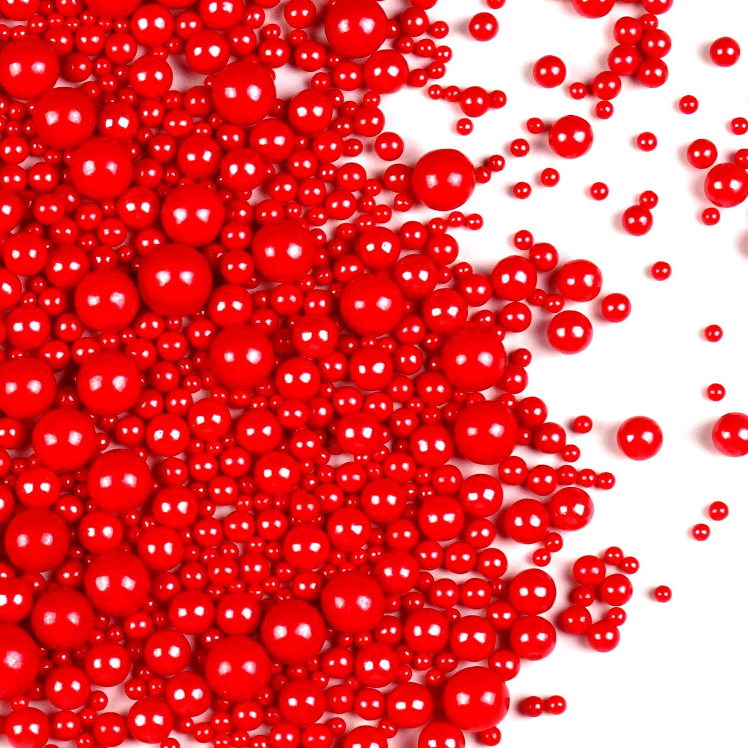 Red Pearl Sugar Sprinkles for Cake Decorating, 150g/5.29oz Mix Size, Edible Candy Pearls Cupcake Toppers, Baking Edible Cake Decorations for Anniversary Wedding Party Birthday