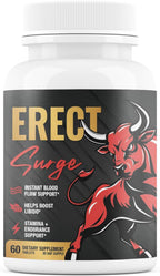 Erect SURGE™ - Fast Acting Male Blood Flow Pills for Performance, lntimacy, Hardness | Helps Boost Desire, Stamina & Size | 20 Ingredients for Men to Restore Confidence | 3rd Party Tested - 60 Tablets