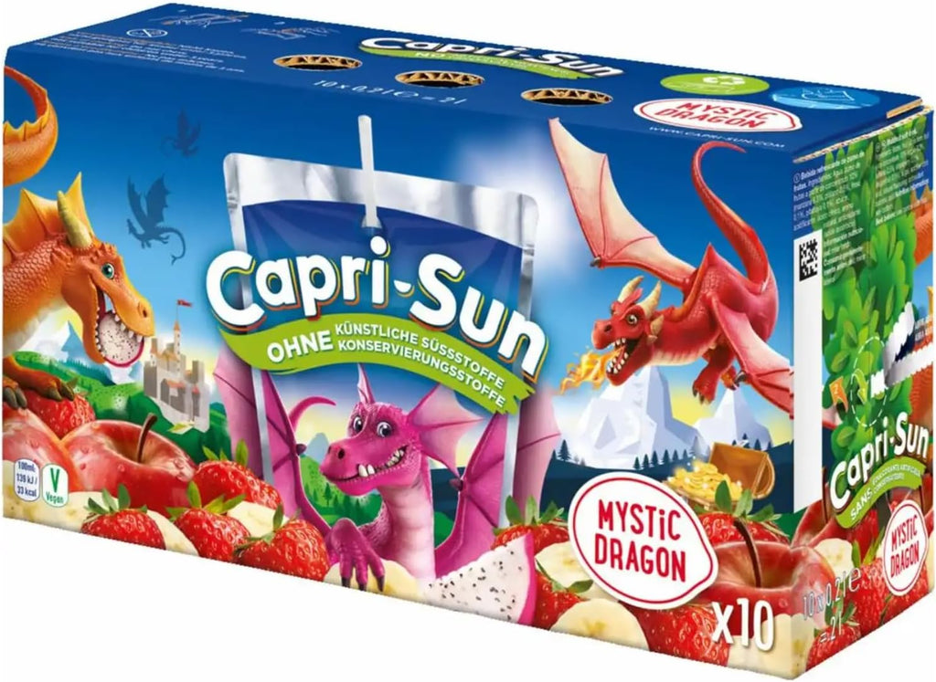 CAPRI-SUN 10x200ML ORANGE - Capri-Sun MYSTIC DRAGON 10x200ml – Multivitamin Juice – No Artificial Colors or Preservatives – Easy Opening – Fun Fairy Edition 20cl (Pack of 10)