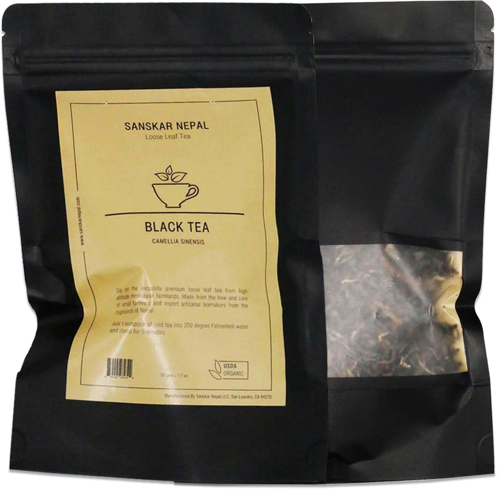 Sanskar Nepal - Black Tea, Single-Origin Black Tea from Nepal, High-Altitude-Grown Loose Leaf Tea, 50 g/1.7 oz Bag Yields 25 Cups
