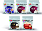 Tassimo Coffee Selection - Costa Cappuccino/Americano/Cadbury Hot Chocolate/L'Or Latte Macchiato/Kenco Americano pods - 5 Packs (56 Servings)