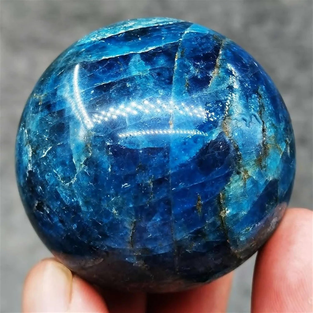AtkitS Beautiful Natural Blue Apatite Stone Sphere Crystal Reiki Healing Ball (Size : 200-250g)