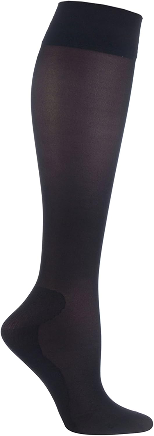 1 pair sockshop 40 Denier knee high Flight and travel socks Black 4-7 uk, 5-8 us