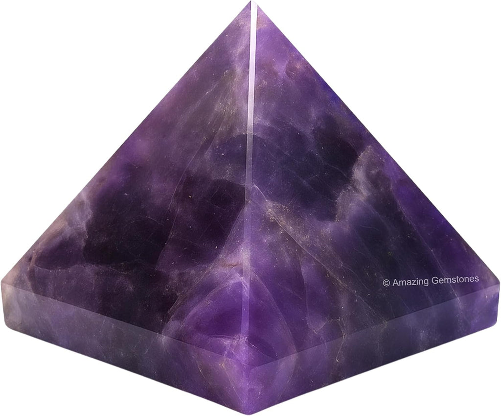 Amazing Gemstone Amethyst Pyramid Crystal Healing Stones - 2" Great Pyramid Figurine of Natural Stone Pyramid for Meditation, Reiki, Chakra Balancing and Crystal Pyramids Grid