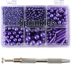 Kasvan Purple Mix Sugar Sprinkles - Edible Candy Pearls with 4-Claw Sprinkle Pen,118g/4.16 Oz, Gift Box Pack, Baking Cake Decorations, Ice Cream Toppings and Cookie Decorating (Purple)