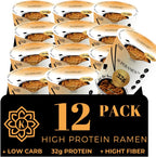 KLDSCP Protein Ramen Instant Noodles Soup “Spicy” Beef Flavor, 32g High Plant-Based Protein, 12 Packs, Non-Fried, Vegan, Low Fat, Non-GMO, Egg & Dairy Free, Healthy Asian Meal