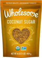 Wholesome Sweeteners 16-Ounce Organic Coconut Sugar, Non GMO, Gluten Free & Vegan Sweetener, for Baking, Sauces, and Smoothies, 1 Pack