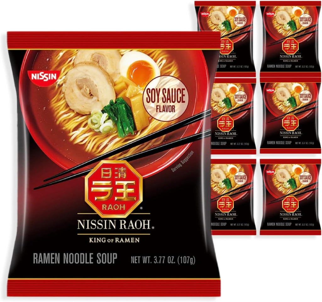 Nissin RAOH Ramen Noodle Soup, Soy Sauce, 3.77 Ounce (Pack of 6)