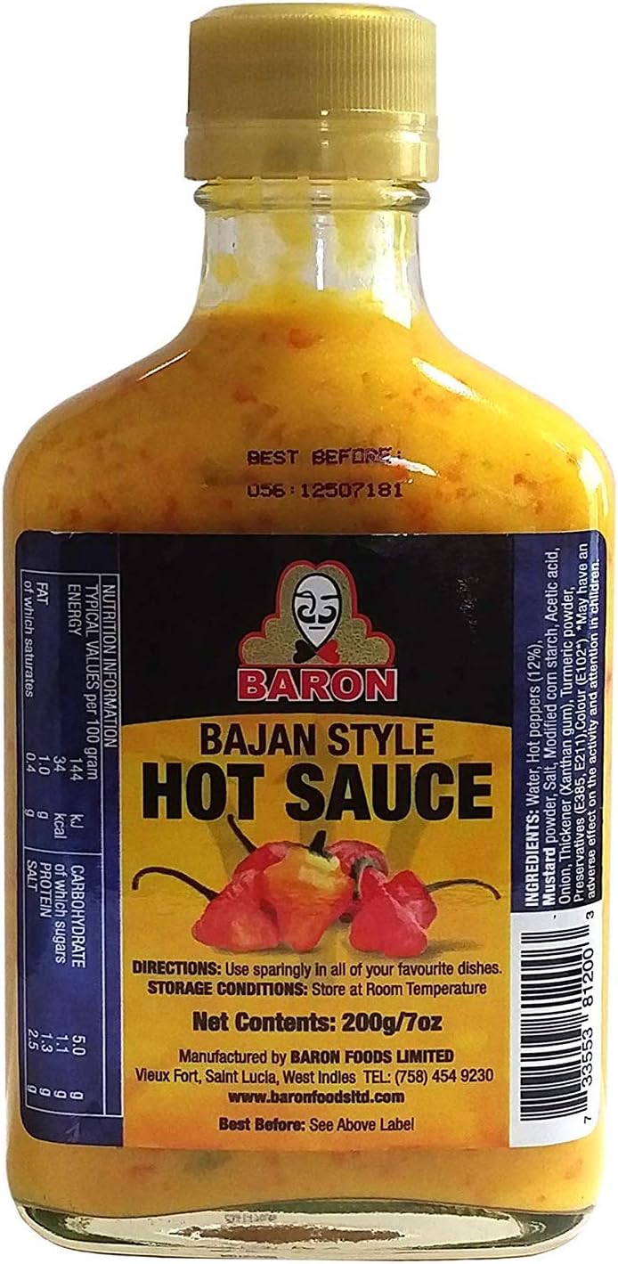 Baron Bajan Style Hot Sauce 7 Ounces (200 grams)