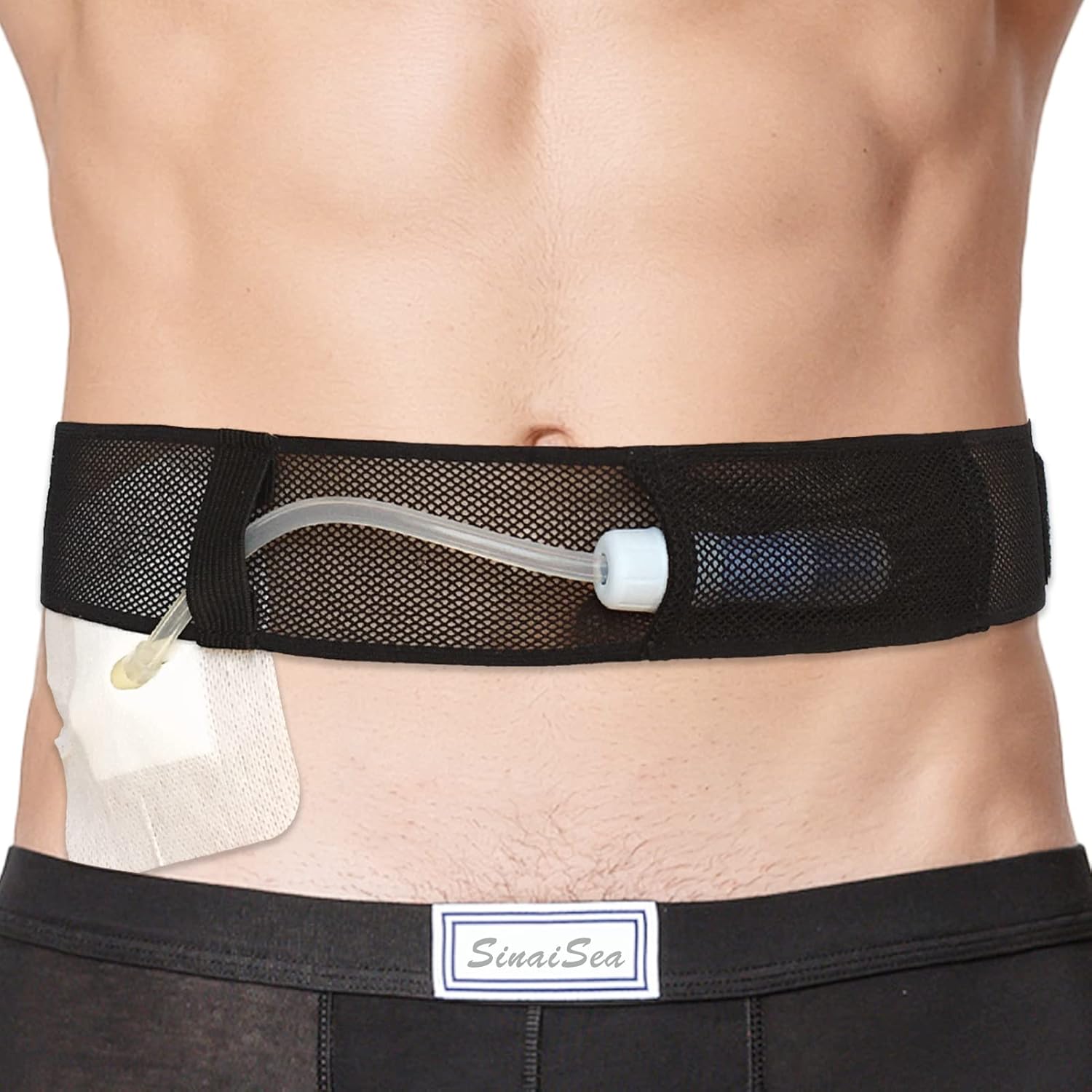 Peritoneal Dialysis Belt Breathable Mesh PD Catheter Holder Belt for Secure Stomach Abdominal Feeding Peg G J Tube Supplies Patients Women Men Adults Black, Medium