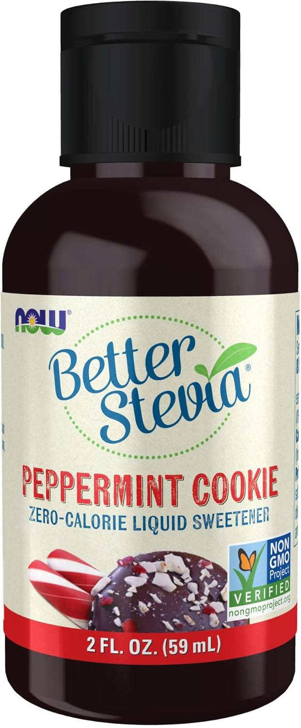 NOW Foods BetterStevia Peppermint Cookie Zero-Calorie Liquid Sweetener, Keto Friendly, Suitable for Diabetics, No Erythritol, 2-Ounce