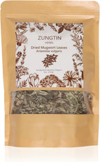 Zungtin Mugwort herb Pure Leaves Fine Picked Bulk Stems Stalks Free, Natural Artemisia vulgaris Chemical Free - 4 ounce