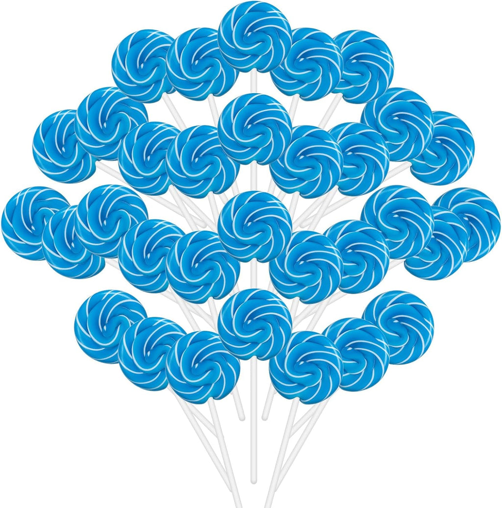 32 Counts Something Blue Swirl Lollipops Blueberry Flavor, Individually Wrapped Lollipop Suckers Candy Bulk, Party Candy Buffet Lollipops Swirl, Holiday Treats Suckers, Birthday Party Candies