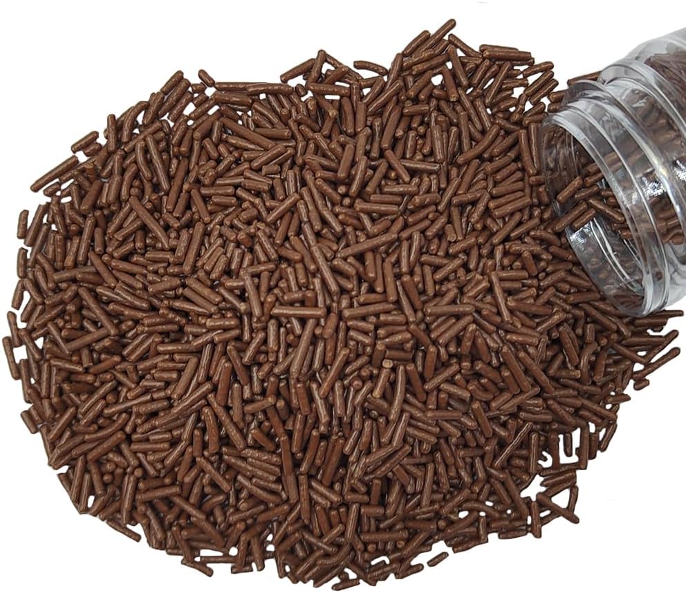 Homankit Brown Jimmies Sprinkles Edible Sprinkle Candy Soft Jimmies Toppings for Ice Cream, Cupcake, Cake, Cookie, Dessert Decorating 2.75 Ounces (Not Chocolate)