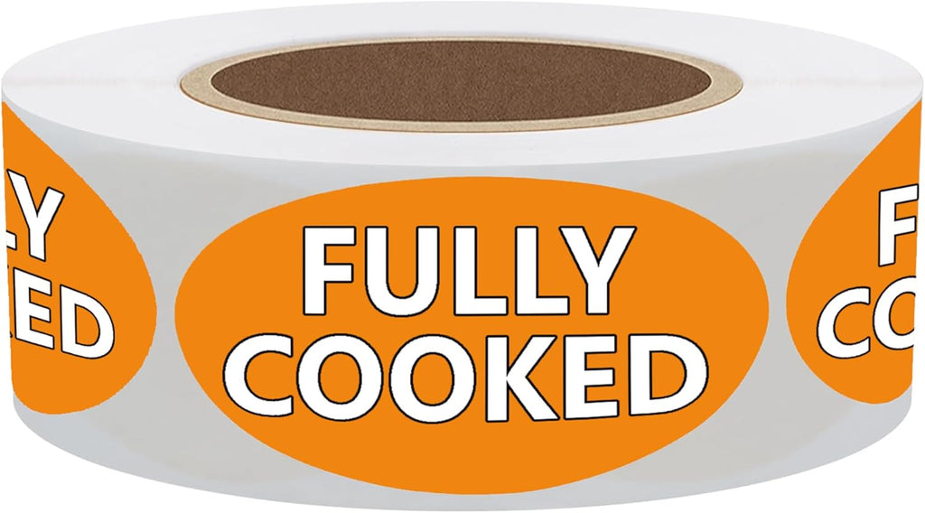 Fully Cooked Grocery Store Food Labels 2x1 Inch Adhesive Stickers for Food,500 Pcs Per Roll