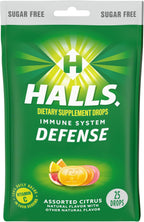 HALLS Defense Assorted Citrus Sugar Free Vitamin C Drops, 25 Drops