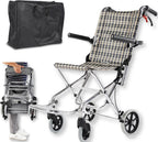 Ultralight Transport Chair (Only 15lbs), Lightweight Folding Wheelchair for Adults, Foldable with Carry Bag, Ideal Compact Mobility Solution for Seniors, Supports 220lbs,Checkered