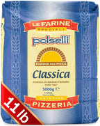 POLSELLI Classica, Tipo "00" Double Zero Flour Extra Fine, 11 lbs (5 kg), Neapolitan Italian Pizza, Bread, Pasta, and more, All Natural, Unbleached, Unbromated, No Additives