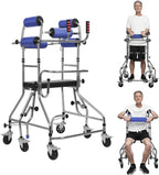 Walkers for Seniors Standing Walker with Seat, Hemiplegia Rehabilitation Standing Frame, Adjustable Walker Aid for The Disabled, Walking Assistance Devices, Anti Recline, Lower Limb Training