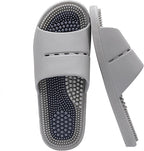 Acupressure Massage Slippers with Textured Footbed, Pink and Gray (Grey, US Women 9.5-10/ Men -8.5)