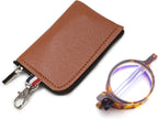 Mini Portable Folding Round Reading Glasses Women Men Blue Light Blocking Pocket Reader Eyeglasses with Bag Case