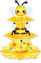 Bee Birthday Party Decorations 3 Tier Bee Cupcake Stand Honeycomb Cupcake Stand Sunflower Decor for Birthday Party Decorations
