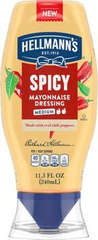 Hellmann's Spicy Mayonnaise Dressing Squeeze Bottle For a Rich, Creamy Condiment Made with Real Chili Peppers 11.5 oz