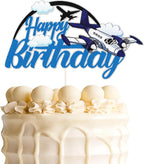 Airplane Birthday Cake Topper,Airplane Aircraft Plain Travel Themed Happy Birthday Cake Decor, Time Flies Kids Boy Girl Baby Shower Party Decoration