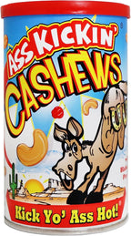 ASSKICKIN' Roasted Hot & Spicy Cashews - Habanero Flavored Spicy Nuts – 6oz. Resealable Can - Perfect Spicy Snacks for Adults
