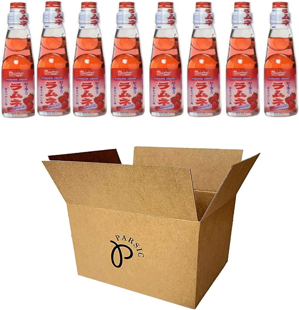 RAMUNE Japanese Soft Drink multi-pack, 8 Bottles, 6.76 Fluid Ounce (Strawberry)
