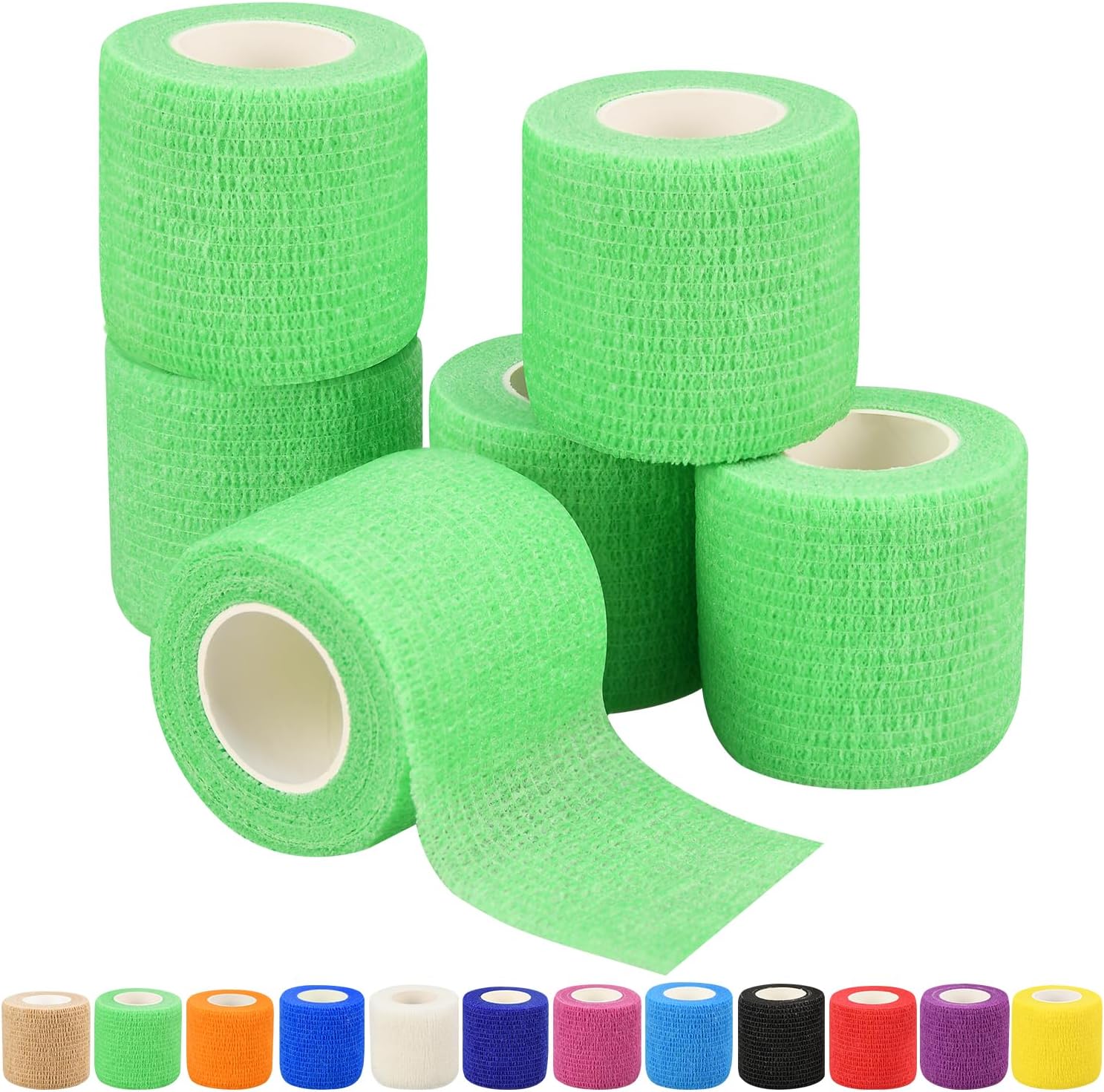 6pcs 2in Self Adhesive Bandage Wraps, Vet Wraps, 12 Colors to Choose, 5 Yard Self Adherent Wraps for Sports, Wrist, Ankle and Swelling