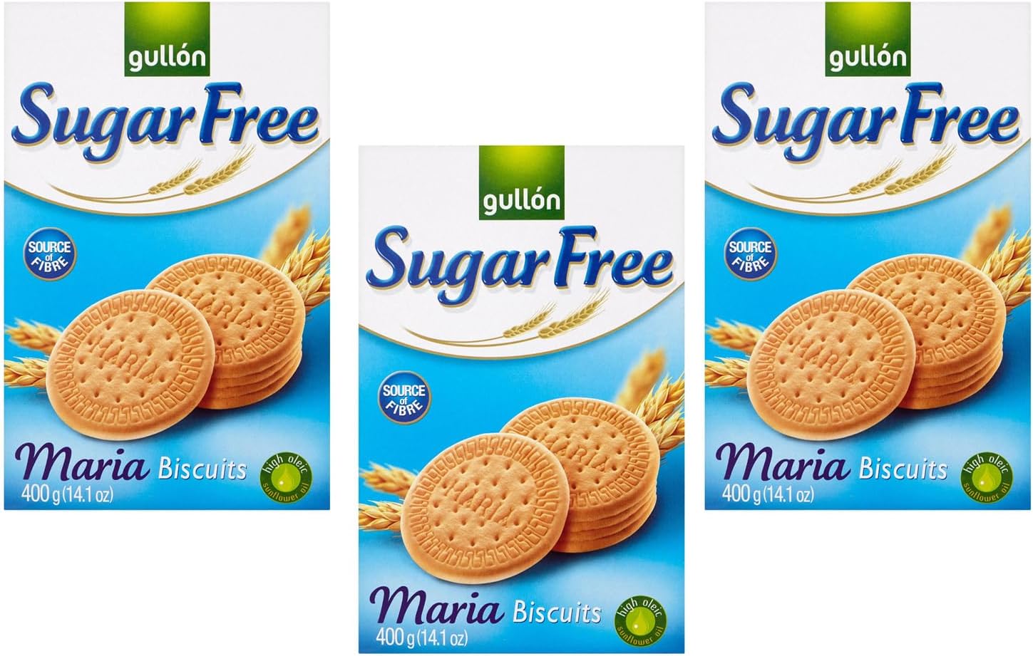 Gullon Sugar Free Maria 400g - No Sugar Added | Source OF Fiber | Product From Spain | English Marie - Brilliant For Dunking (Sugar Free Maria 400g, 3 Pack)