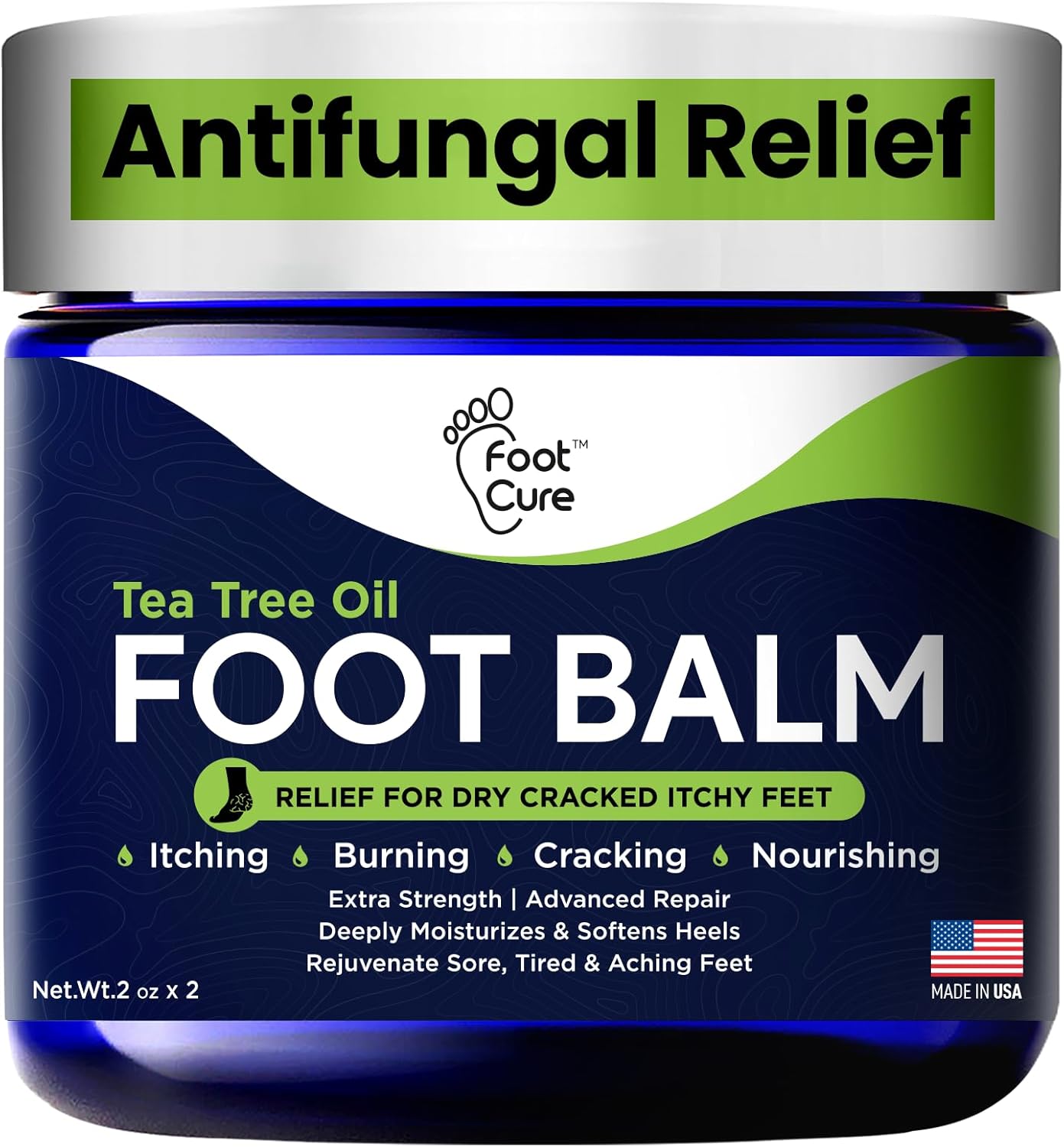 Antifungal Cream - For Itchy Feet and Skin Fungus Relief - Extra Strength Treatment for Athlete’s Foot, Ringworm, and Jock Itch. Moisturizer for Dry Cracked Feet infused with Tea Tree Oil Made in USA