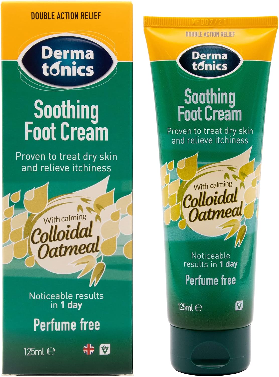 Dermatonics Soothing Foot Cream - Rapid Relief for Dermatitis, Dry Skin Conditions with Calming Colloidal Oatmeal, Suitable for Diabetics and Vegan-Friendly, 4.23 fl oz