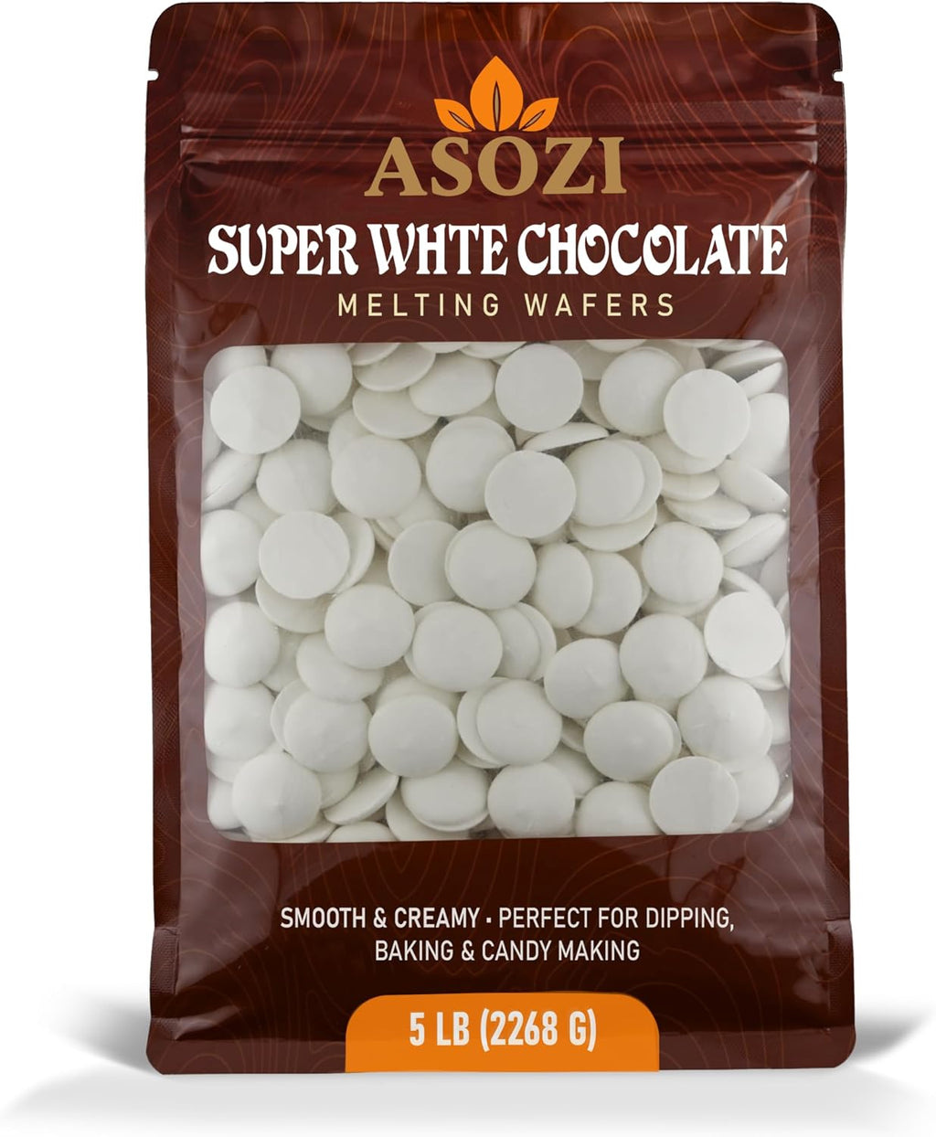 Super White Chocolate Melting Wafers – 5lb Resealable Bag, Premium Melting Chocolate for Baking & Candy Coating Chocolate for Cookies, Truffles, Confections & Desserts (Super White Chocolate)