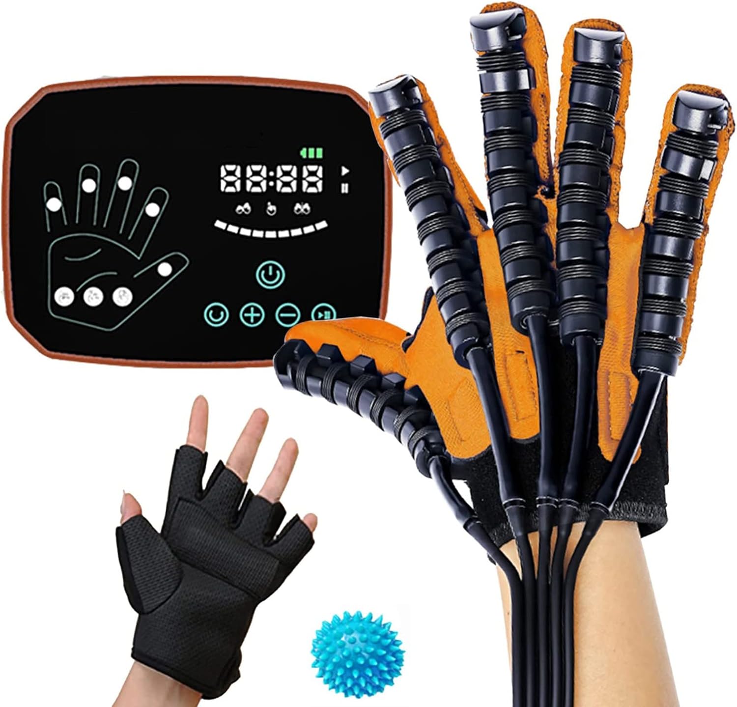 Stroke Hemiplegia Rehabilitation Robot Gloves, Hand Dysfunction Patient Training Device, Finger Exerciser Finger Orthosis(Size:XL Code,Color:Right Hand)
