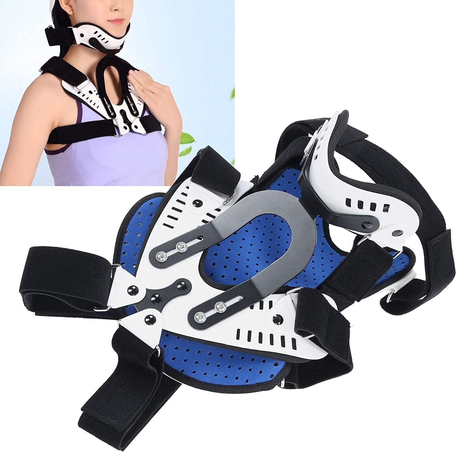 Neck Support Protection Adjustable Cervical Spine Tractor Correction Neck Brace Support Fixation Traction Device for Neck Pain Relief Neck Support Decompression