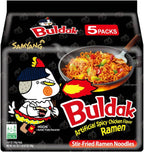 Samyang Buldak Hot Spicy Chicken Ramen Noodle Korean Stir-Fried Ramen, Original Flavor, Pack of 5