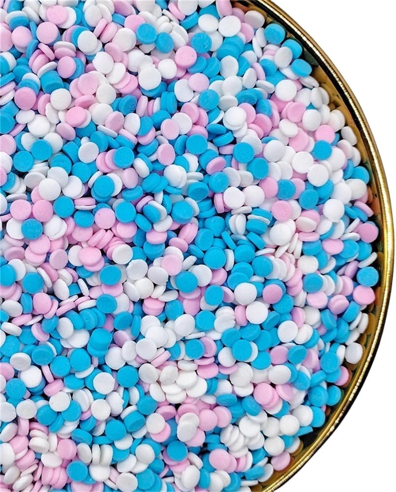 NIPEOR Christmas Rainbow Sprinkles Blue Pink White Confetti Sprinkles 3.53oz/100gEdible Sprinkle Topping Confetti Sprinkles, Round Cupcake Sprinkles for Cake Decorating, Candy Sprinkles and Ice Cream Toppings (Rainbow Confetti Blue Pink)