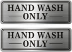 2pcs Metal Stainless Steel Hand Wash Only Sign,With Self Adhesive,9x3in(Hand Wash Only2pcs)