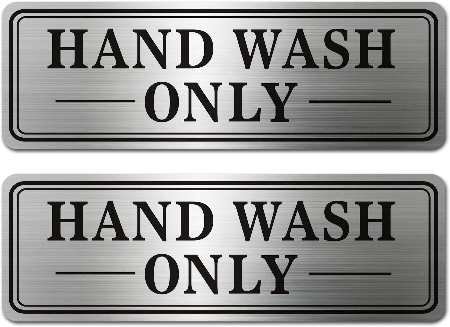 2pcs Metal Stainless Steel Hand Wash Only Sign,With Self Adhesive,9x3in(Hand Wash Only2pcs)