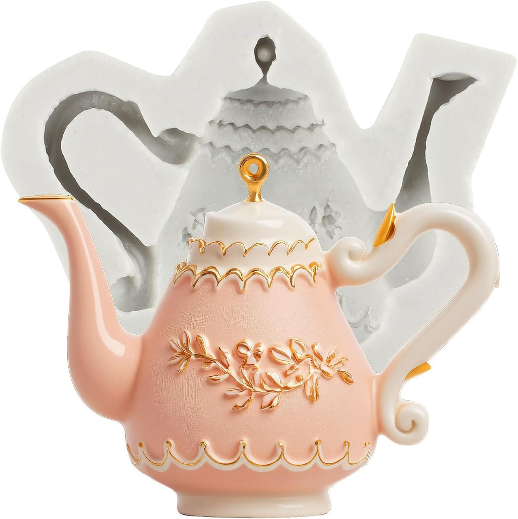 Teapot Silicone Fondant Molds Tea Party Chocolate Mold For Sugar Cake Decorating Cupcake Topper Candy Gum Paste Polymer Clay