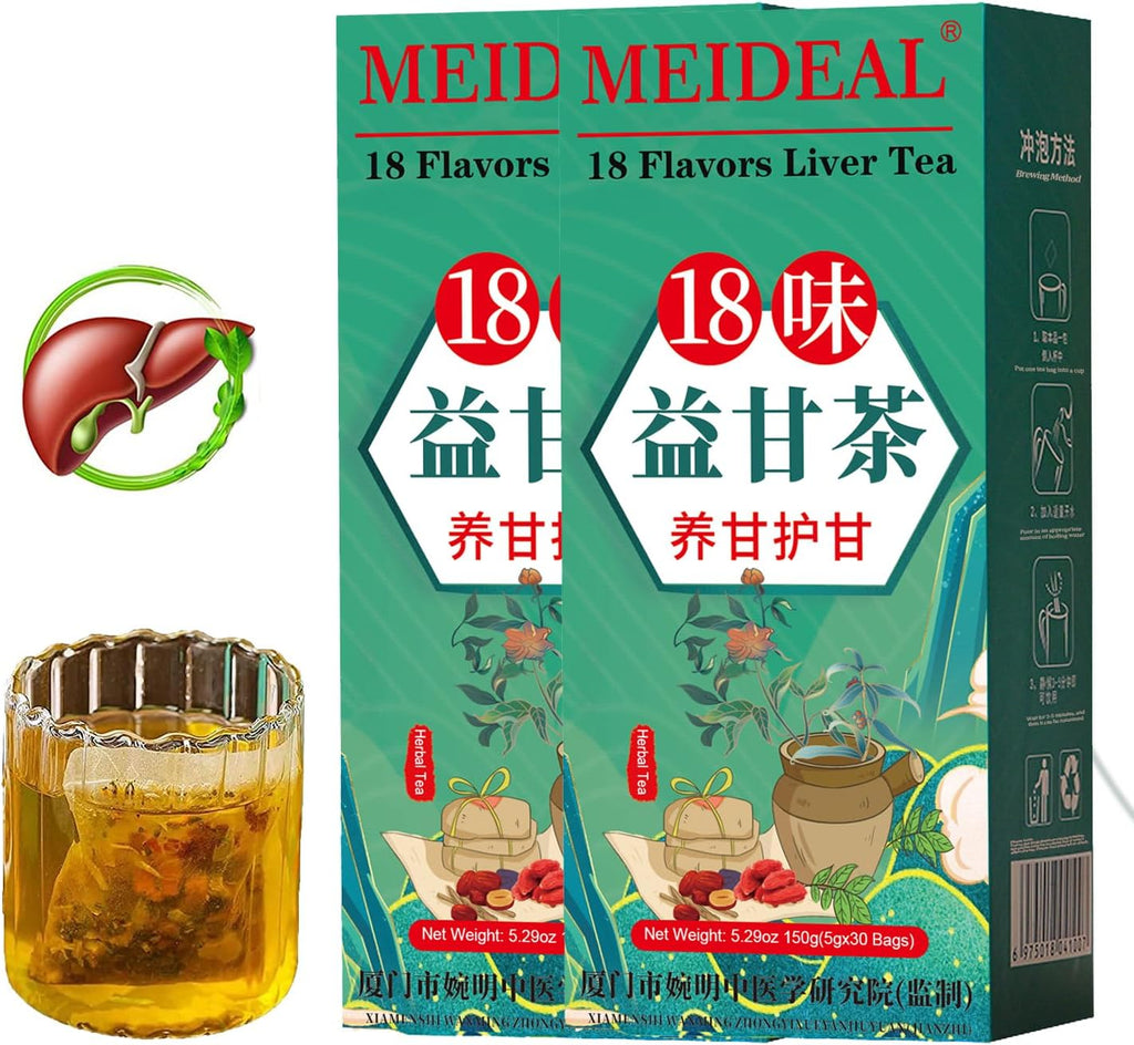 Daily Liver Tea, 18 Flavors Liver Tea with 18 Different Herbs for Better Liver, Natural Herbal Tea for Liver (2 Boxes 60 Bags)