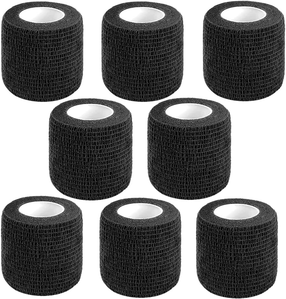 CIYAGPOOU Self Adhesive Bandage Wrap,2 Inch Black Breathable Elastic Cohesive Bandages, Vet Wrap Sports Tape Bulk for First Aid Supplies, Wrist Sprains Protection