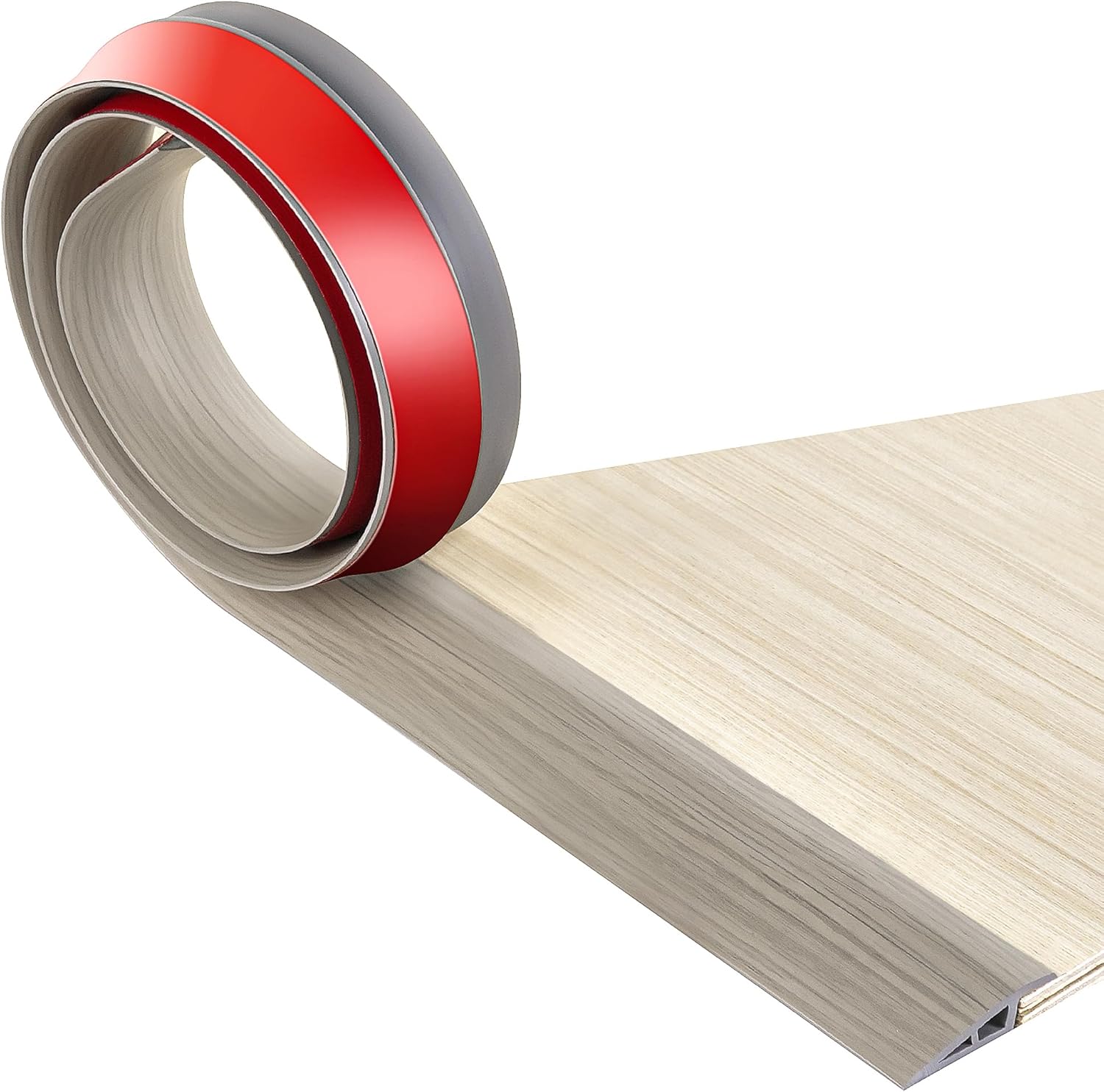 BNELL Floor Transition Strip Self Adhesive-PVC Carpet & Floor Edging Trim Strip,Threshold Transitions Suitable for Threshold Height Less Than 10mm (9.84FT_Gray Wood Grain)
