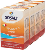 SOSALT DAL MARE DI TRAPANI Coarse Natural Sea Salt, 4 pack x 1 kg (35.3 oz), Sicilian Sea Salt, Trapani, Mediterranean, Sicily, Italy