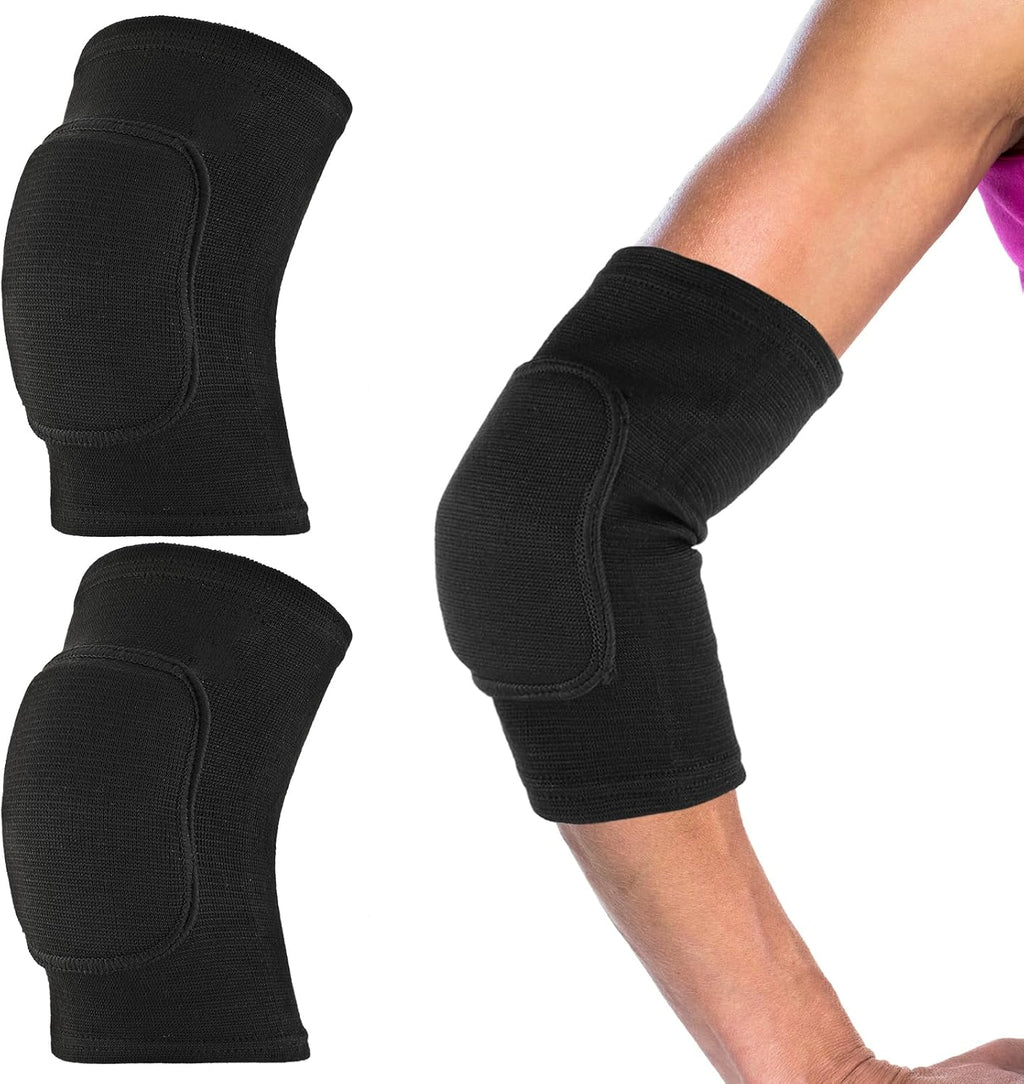 Qianyu Breathable Protective with Thicken Sponge Elbow Support Compression Elbow Brace Support Fitness Sports Recovery Protector Badminton Basketball Breathable Elbow Wraps for Kids Men and Women