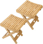 2 Pack 12 Inch Folding Bamboo Stool, No Assembly Small Bamboo Folding Step Stool Shower Bench Seat for Bathroom, Sauna and Leg Shaving, (11x11x12.6 Inch)
